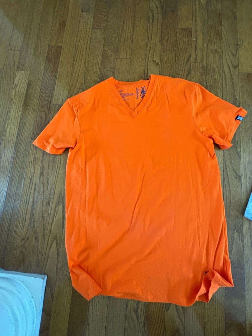 Psycho Bunny Men's V-Neck Tee in Bright Orange